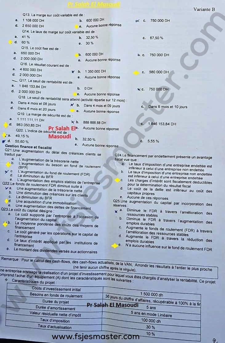 Extrait scanné — Faculté d'Économie et de Gestion Béni Mellal (Sultan Moulay Slimane) 2022
